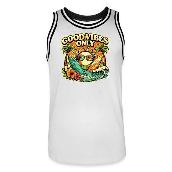 Surf Sonnenuntergang Palmen Strand Design - Männer Basketball-Trikot - Weiß/Schwarz - Vorne - AI Model Male 185 dark (185cm)