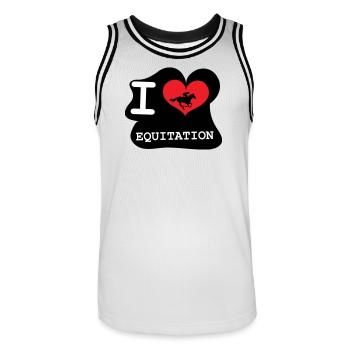J'aime l'équitation : le logo des passionnés - Maillot de basket Homme - blanc/noir - Devant - AI Model Male 185 dark (185cm)