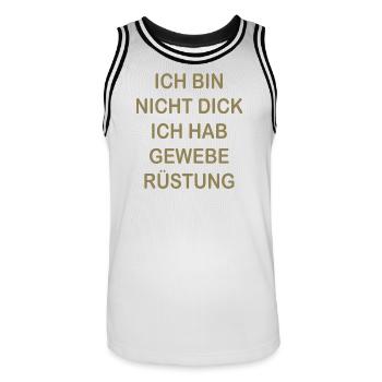 Lustige Sprüche Geweberüstung Nicht Dick - Männer Basketball-Trikot - Weiß/Schwarz - Vorne - AI Model Male 185 dark (185cm)