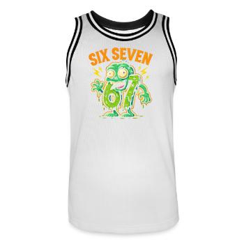 Six Seven 67 Humour d’horreur zombie Cerveau italien - Maillot de basket Homme - blanc/noir - Devant - AI Model Male 185 dark (185cm)