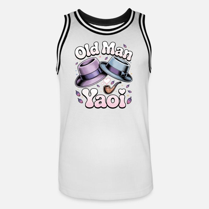 Vecchio Yaoi: Cappelli Pipe - Maglia da basket per uomo - bianco/nero