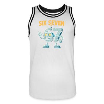 Six Seven 67 Robot Robot Brainrot italien Humour - Maillot de basket Homme - blanc/noir - Devant - AI Model Male 185 dark (185cm)