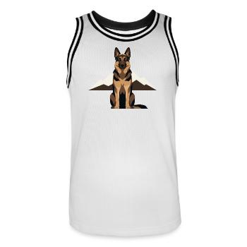 Loyal Guardian German Shepherd Dog Lover  - Men's Basketball Jersey - white/black - Front - AI Model Male 185 dark (185cm)