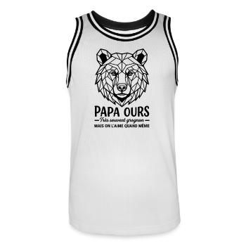 T-shirt PAPA_OURS : Un Cadeau Émotionnel pour Papa - Maillot de basket Homme - blanc/noir - Devant - AI Model Male 185 dark (185cm)