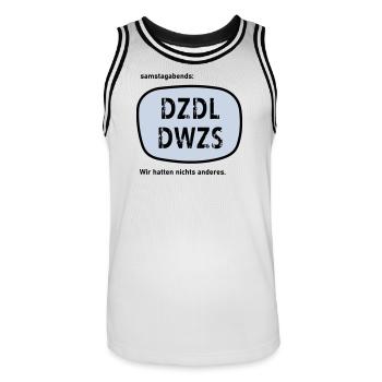 Fernsehunterhaltung meiner Jugend - Männer Basketball-Trikot - Weiß/Schwarz - Vorne - AI Model Male 185 dark (185cm)