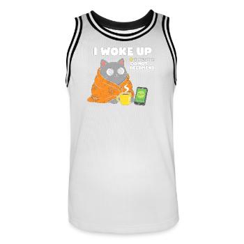 Tasse du matin pour chat Couverture câline - Maillot de basket Homme - blanc/noir - Devant - AI Model Male 185 dark (185cm)
