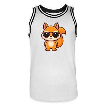 Écureuil Cool - Lunettes de Soleil Style Kawaii - Maillot de basket Homme - blanc/noir - Devant - AI Model Male 185 dark (185cm)