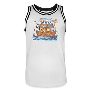 Cute Noah's Ark Animals for Kids Baby Room - Men's Basketball Jersey - white/black - Front - AI Model Male 185 dark (185cm)