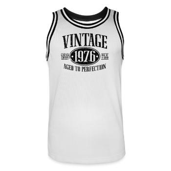 Vintage 1976 Jahrgang Geburtstag Retro Geschenk - Männer Basketball-Trikot - Weiß/Schwarz - Vorne - AI Model Male 185 dark (185cm)