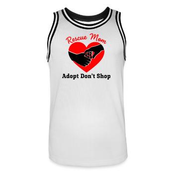 Rescue Mom Tierschutz Herz - Männer Basketball-Trikot - Weiß/Schwarz - Vorne - AI Model Male 185 dark (185cm)