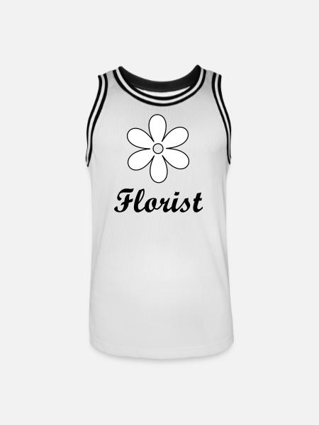 Artisan fleuriste logo floral épuré - Maillot de basket Homme - blanc/noir