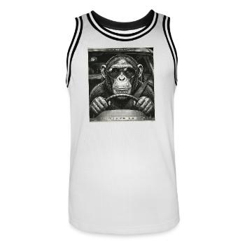 Blitzer Falle Affe Auto Fahrer - Männer Basketball-Trikot - Weiß/Schwarz - Vorne - AI Model Male 185 dark (185cm)