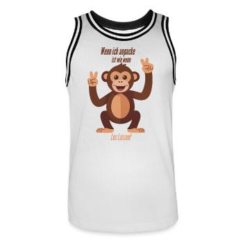 Wenn ich anpacke, ist wie wenn 2 los lassen! - Männer Basketball-Trikot - Weiß/Schwarz - Vorne - AI Model Male 185 dark (185cm)