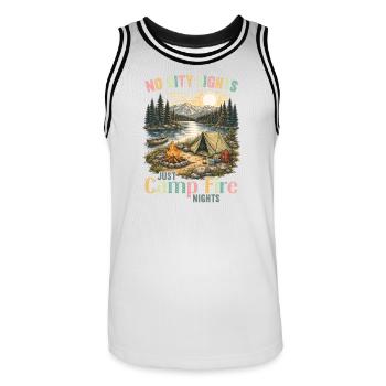 Camping Campfire Camper Outdoor Nature Mountains - Men's Basketball Jersey - white/black - Front - AI Model Male 185 dark (185cm)