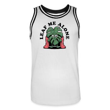 Laisse-moi tranquille Héros Monstera, Feuille avec Cape - Maillot de basket Homme - blanc/noir - Devant - AI Model Male 185 dark (185cm)
