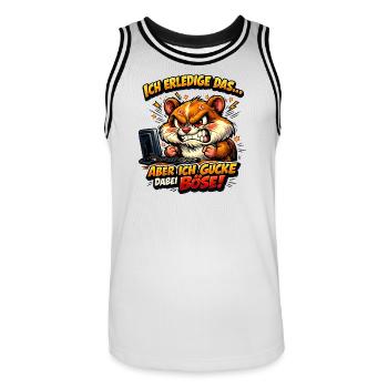 Ich mach das Hamster - Männer Basketball-Trikot - Weiß/Schwarz - Vorne - AI Model Male 185 dark (185cm)