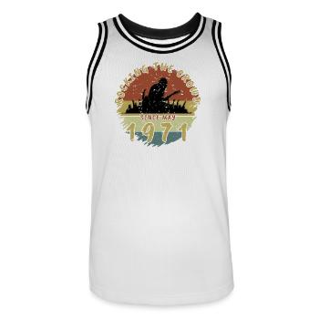 55e anniversaire Faire vibrer la foule GIT 05/1971 - Maillot de basket Homme - blanc/noir - Devant - AI Model Male 185 dark (185cm)