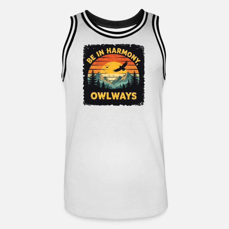 Owl Harmony at Sunset - Men's Basketball Jersey - white/black