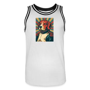 Hund General Retro Poster Stil Vintage Design - Männer Basketball-Trikot - Weiß/Schwarz - Vorne - AI Model Male 185 dark (185cm)