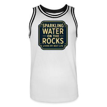 Sparklendes Wasser auf Felsen Neon - Männer Basketball-Trikot - Weiß/Schwarz - Vorne - AI Model Male 185 dark (185cm)