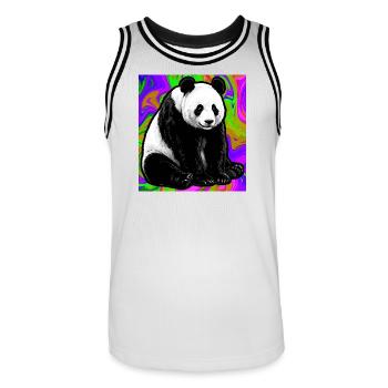 Panda - Männer Basketball-Trikot - Weiß/Schwarz - Vorne - AI Model Male 185 dark (185cm)