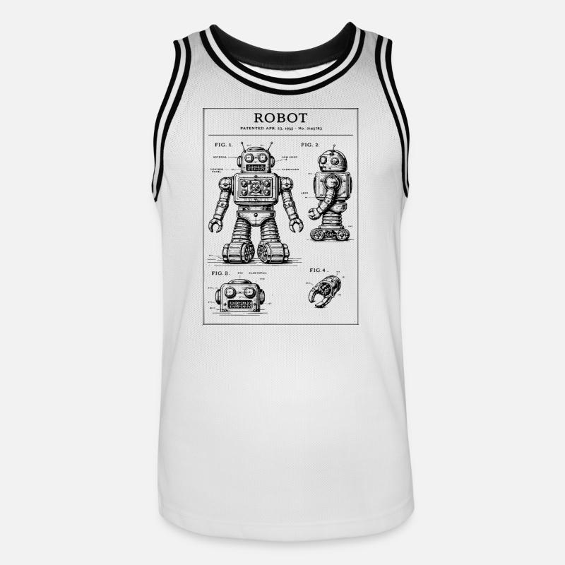 Progetto brevetto per robot vintage - Maglia da basket per uomo - bianco/nero