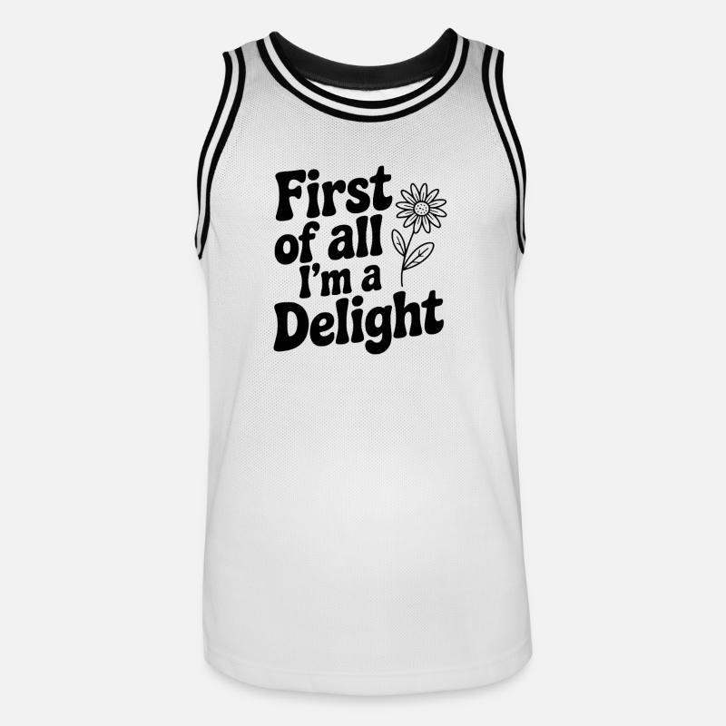 Zunächst einmal bin ich eine Freude - Männer Basketball-Trikot - Weiß/Schwarz
