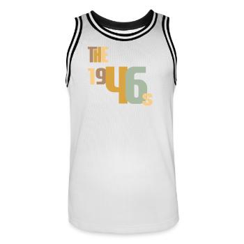 Vintage Year 1946 Birthday 80 Years Gift Idea - Men's Basketball Jersey - white/black - Front - AI Model Male 185 dark (185cm)
