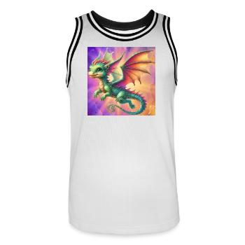 Drache - Männer Basketball-Trikot - Weiß/Schwarz - Vorne - AI Model Male 185 dark (185cm)