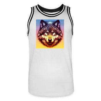 Wolf - Männer Basketball-Trikot - Weiß/Schwarz - Vorne - AI Model Male 185 dark (185cm)