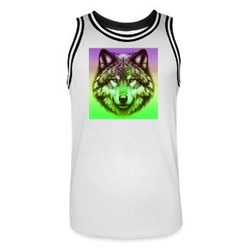 Wolf - Männer Basketball-Trikot - Weiß/Schwarz - Vorne - AI Model Male 185 dark (185cm)