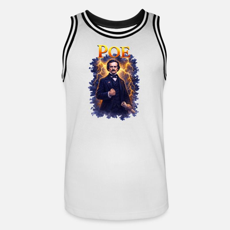 Ritratto di Edgar Allan Poe - Maglia da basket per uomo - bianco/nero