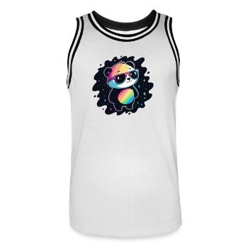 Panda Rainbow Galaxy Cool Glasses - Men's Basketball Jersey - white/black - Front - AI Model Male 185 dark (185cm)