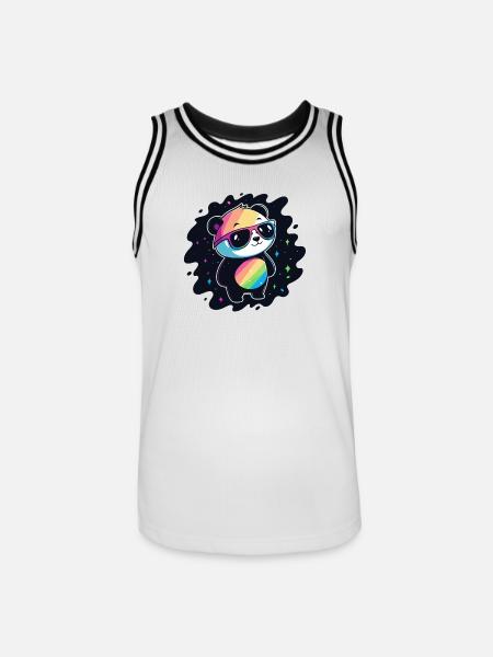 Panda Rainbow Galaxy Cool Glasses - Men's Basketball Jersey - white/black