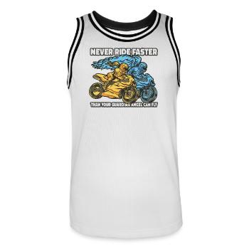 Ange 🏍️ motard - Maillot de basket Homme - blanc/noir - Devant - AI Model Male 185 dark (185cm)