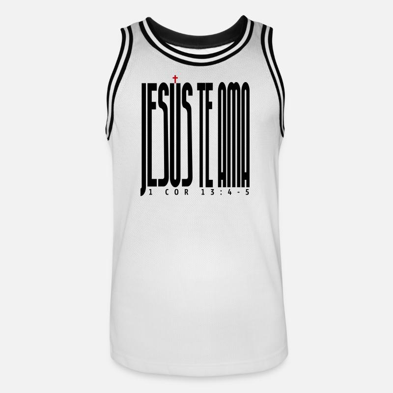 Gesù ti ama 2 - Maglia da basket per uomo - bianco/nero