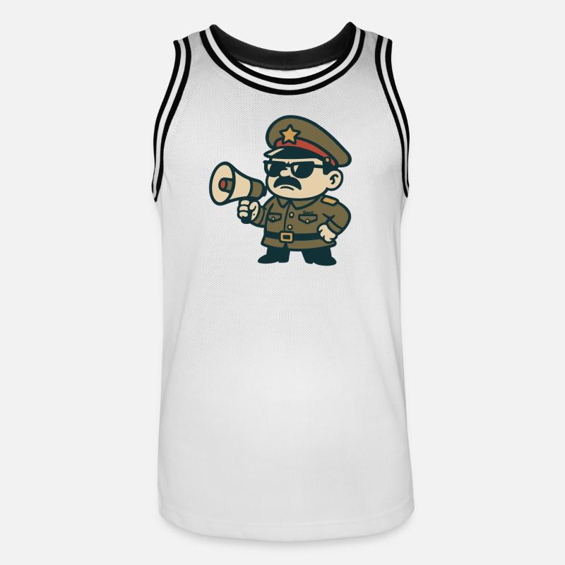 Retro-Sergeant-Megafon - Männer Basketball-Trikot - Weiß/Schwarz