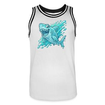 Blue Shark Splash Adventure - Men's Basketball Jersey - white/black - Front - AI Model Male 185 dark (185cm)