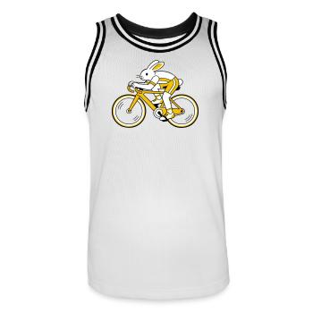 hare on a racing bike - Men's Basketball Jersey - white/black - Front - AI Model Male 185 dark (185cm)