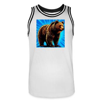 Bär - Männer Basketball-Trikot - Weiß/Schwarz - Vorne - AI Model Male 185 dark (185cm)