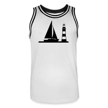 Sail - Men's Basketball Jersey - white/black - Front - AI Model Male 185 dark (185cm)