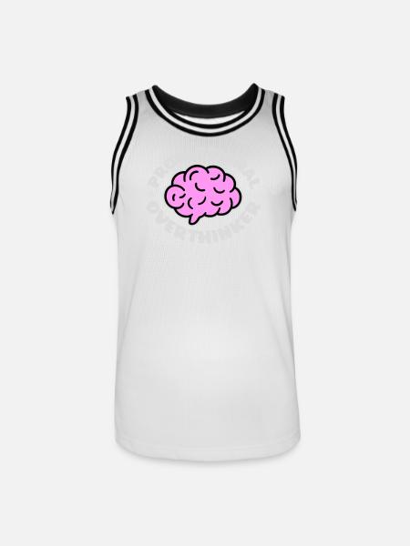 Professional Overthinker Funny Brooding Anxiety Logo - Men's Basketball Jersey - white/black