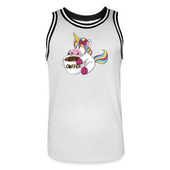 Licorne au Café - Maillot de basket Homme - blanc/noir - Devant - AI Model Male 185 dark (185cm)