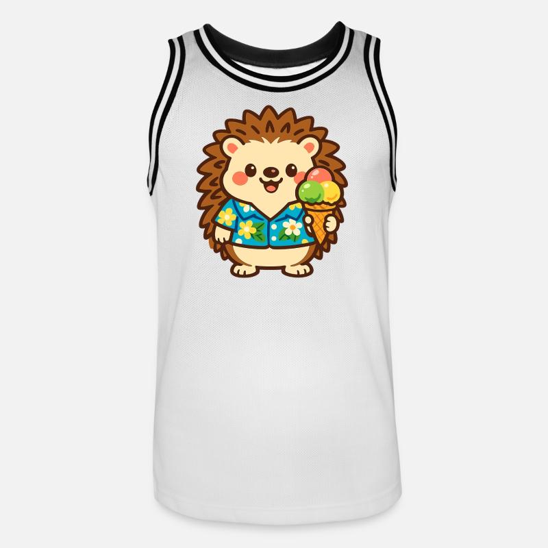 Igel mit Eis im Hawaii-Stil - Männer Basketball-Trikot - Weiß/Schwarz