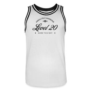 Vintage Born This Way – Niveau 20 - Maillot de basket Homme - blanc/noir - Devant - AI Model Male 185 dark (185cm)