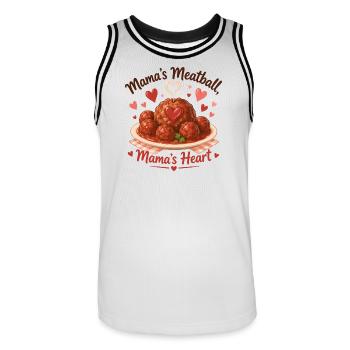 Mom's Meatball & Mom's Heart – Cute Children's Design - Men's Basketball Jersey - white/black - Front - AI Model Male 185 dark (185cm)