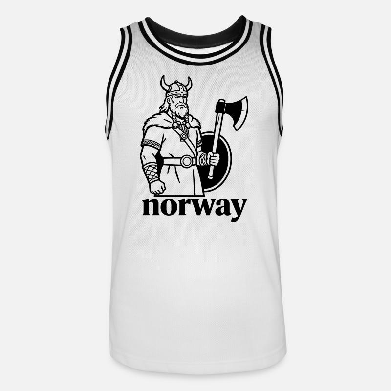 Norge - Basketballdrakt for menn - hvit/svart