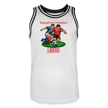 Duel Ball Libero : Partout & Nulle part - Maillot de basket Homme - blanc/noir - Devant - AI Model Male 185 dark (185cm)