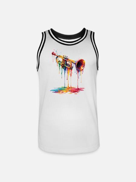 Trumpet with dripping paint - Men's Basketball Jersey - white/black