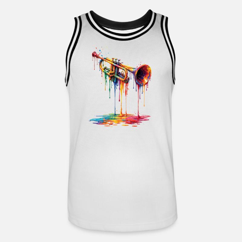 Trumpet mit tropfender Farbe - Männer Basketball-Trikot - Weiß/Schwarz